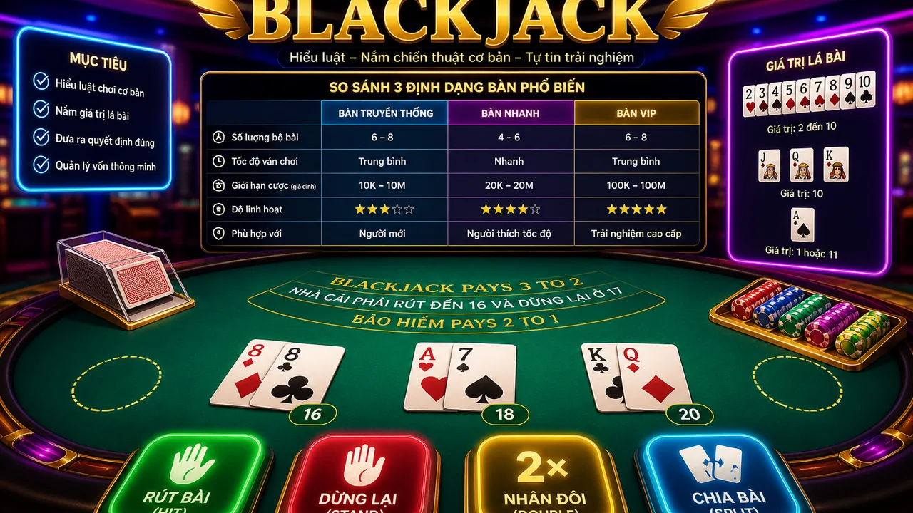 Hiểu nhanh quyết định cơ bản: FAQ chiến thuật Blackjack cho người mới tại 98win